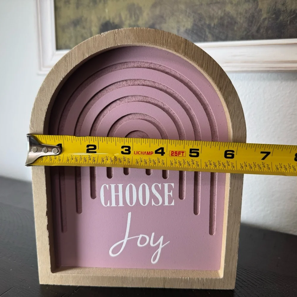Choose Joy Pink Arch Wood Signs (Set of 2) Home Decor 8x6 Inches‎